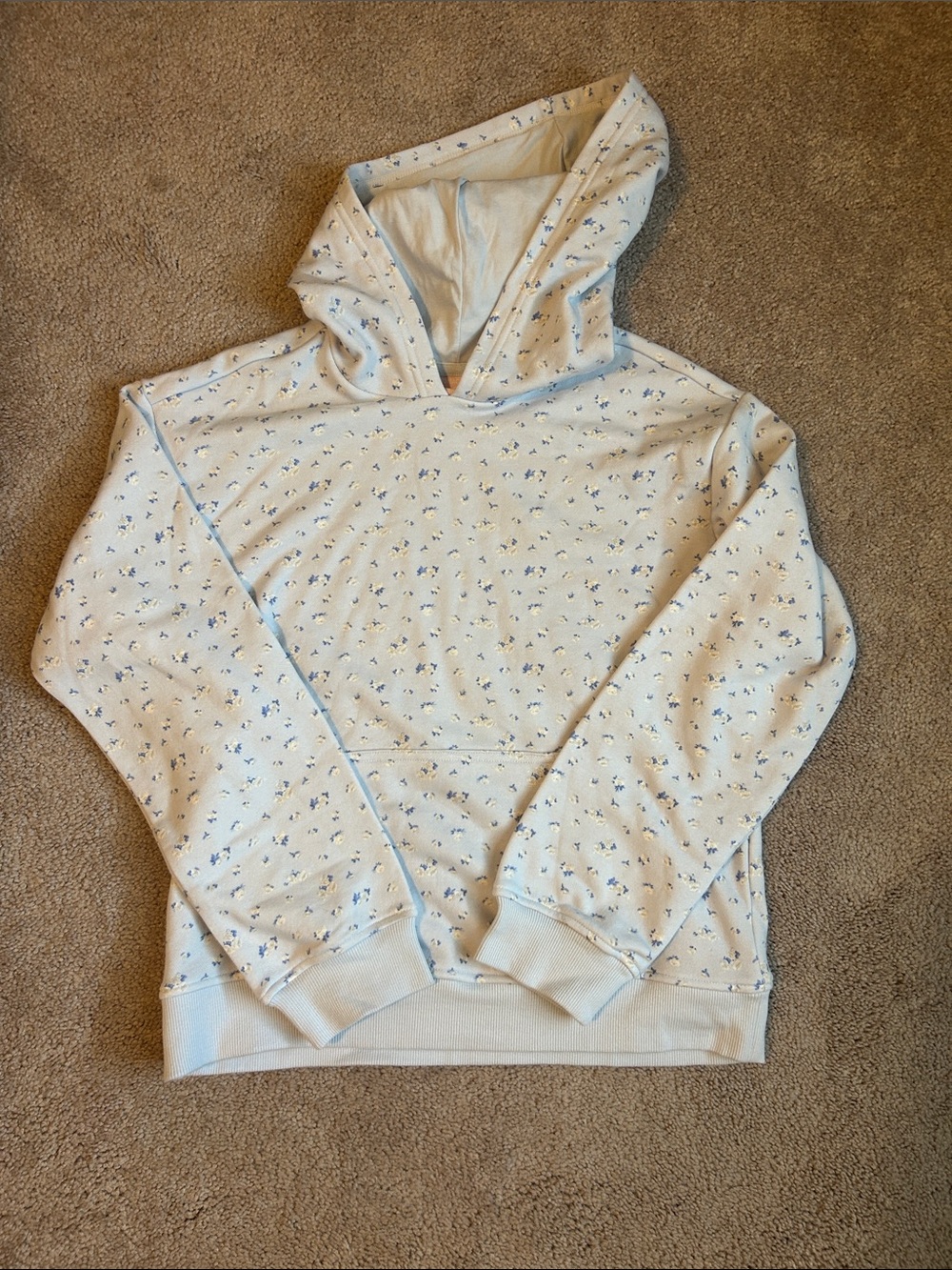 Girl’s LOVESHACKFANCY Hoodie with Small Blue Floral Print